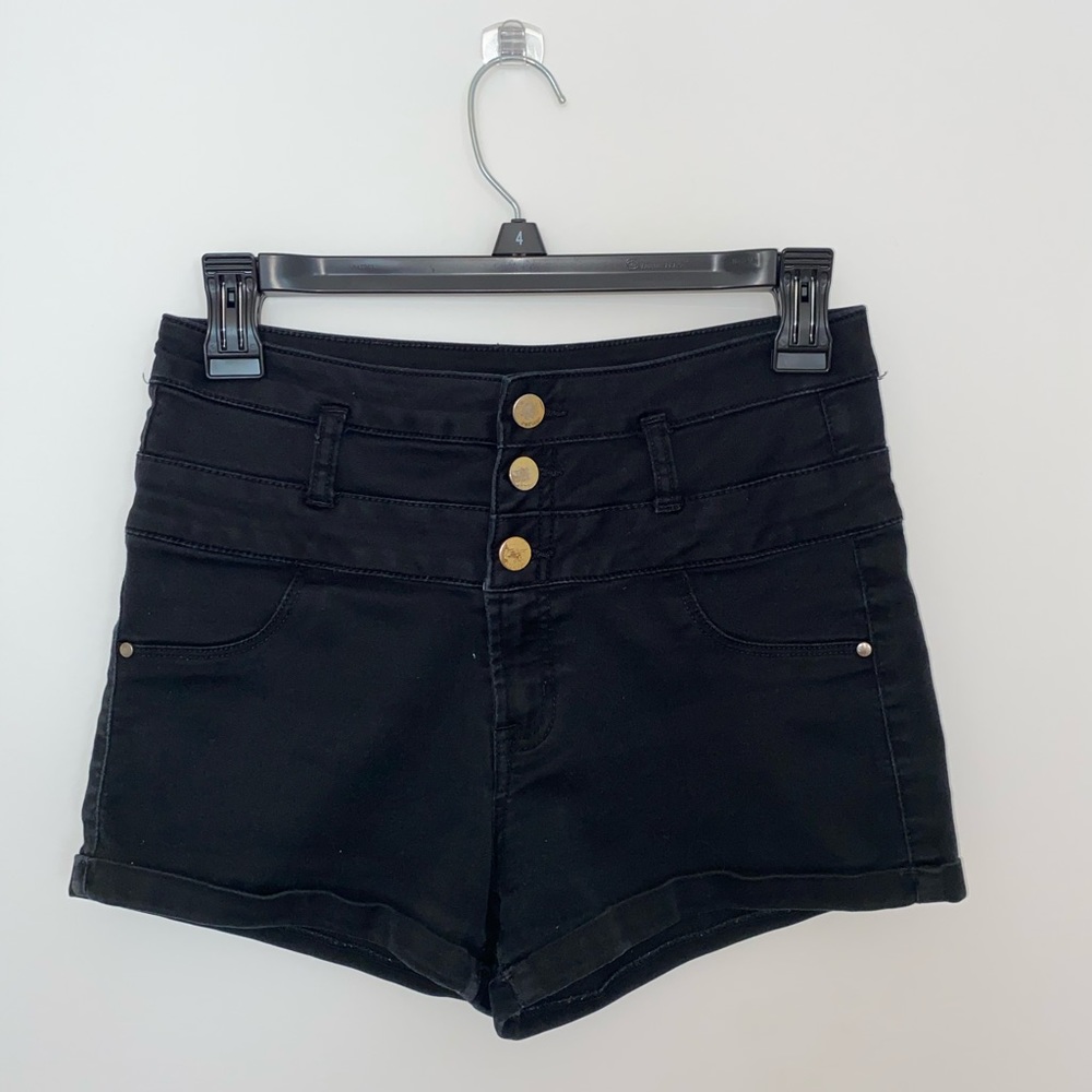 Charlotte Russe High Waisted Refuge Black Shorts